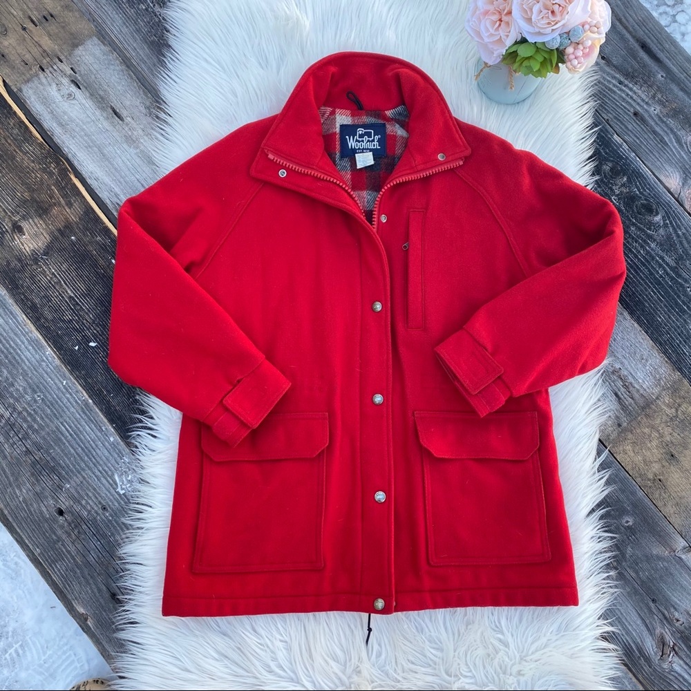 Vintage Woolrich Classic Red 100% Wool Barn Coat